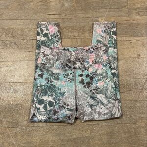 EVCR Evolution & Creation Skull & Rose Print YOGA PILATES LEGGINGS Small